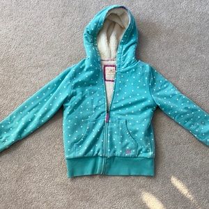 Light blue/teal hooded fleece